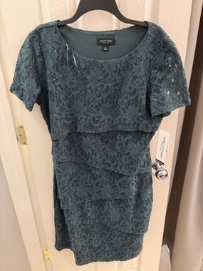 Perceptions Dark Teal Lace Sheath Dress